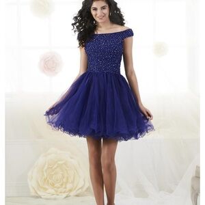 Elegant Purple/Blue Off-Shoulder Dress